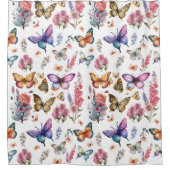  Waterverf vlinderbloemenpatroon Douchegordijn (Voorkant)