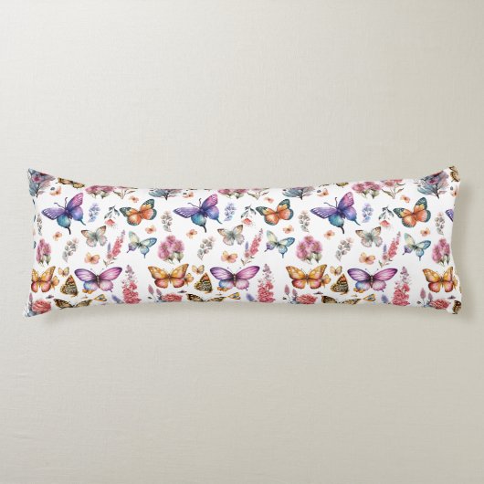  Waterverf vlinderbloemenpatroon Lichaamskussen (Voorkant)