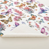  Waterverf vlinderbloemenpatroon Sherpa Deken (3/4)
