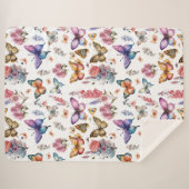  Waterverf vlinderbloemenpatroon Sherpa Deken (Voorkant (horizontaal))