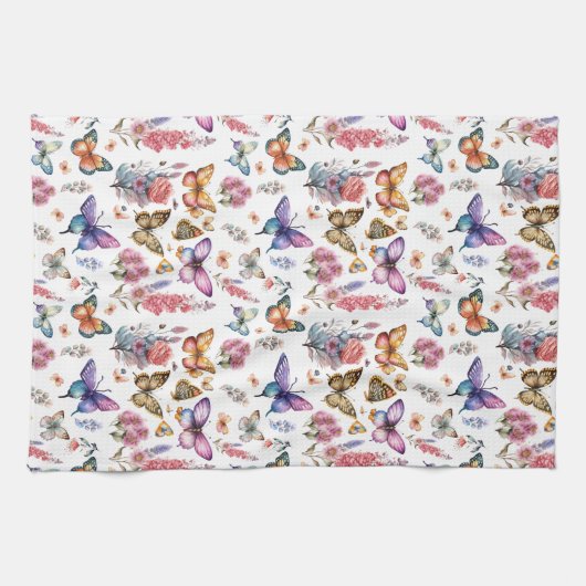  Waterverf vlinderbloemenpatroon Theedoek (Horizontaal)