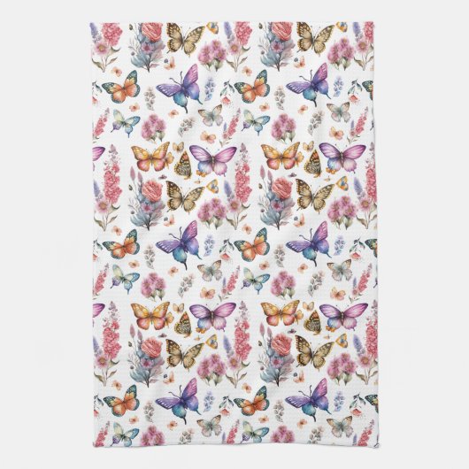  Waterverf vlinderbloemenpatroon Theedoek (Verticaal)