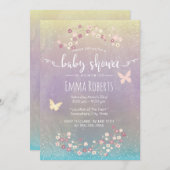 Waterverf vlinderbloemig Baby shower Kaart (Voorkant / Achterkant)