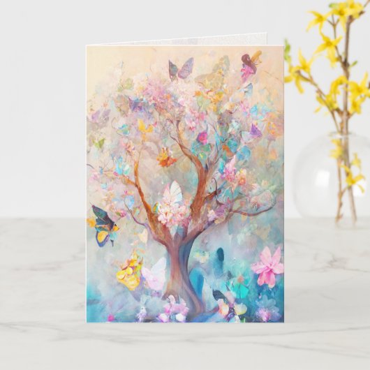 Waterverf vlinderbloemigen kaart (Gele Bloem)