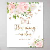 Waterverf vlinderbloemigen raden hoeveel snoepjes poster (Voorkant)