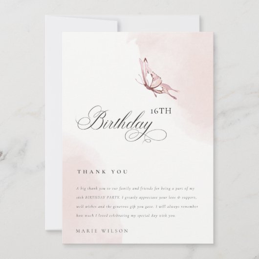 Waterverf vlinderdagavond bedankkaart (Voorkant)