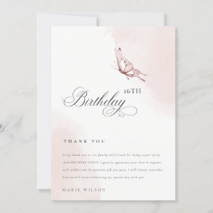 Waterverf vlinderdagavond bedankkaart