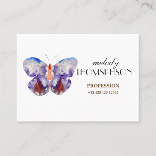 Waterverf vlinderkunst visitekaartje (Voorkant)
