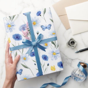 Waterverf Vlindermeisje in het Bloemenveld Cadeaupapier