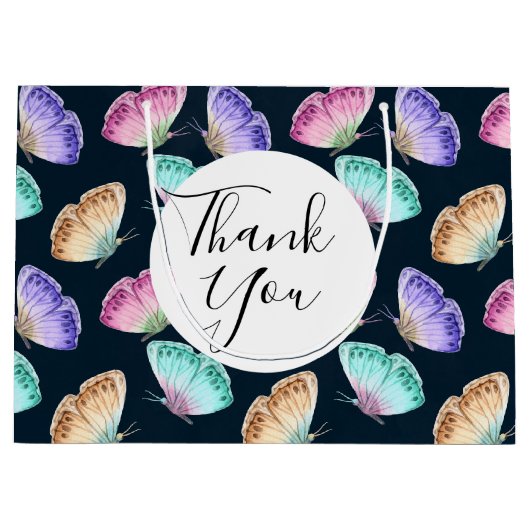Waterverf vlinderpatroon Dank u Groot Cadeauzakje (Voorkant)