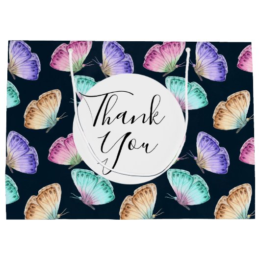 Waterverf vlinderpatroon Dank u Groot Cadeauzakje (Achterkant)