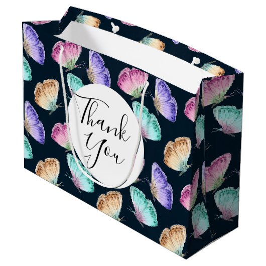 Waterverf vlinderpatroon Dank u Groot Cadeauzakje (Achterkant Gekanteld)