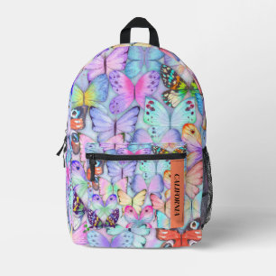 waterverf vlinderpatroon elegant paarse bedrukte rugzak