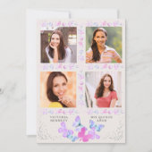 Waterverf Vlinders 4 Foto Quinceanera Kaart (Voorkant)