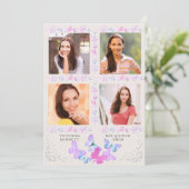 Waterverf Vlinders 4 Foto Quinceanera Kaart (Staand voorkant)
