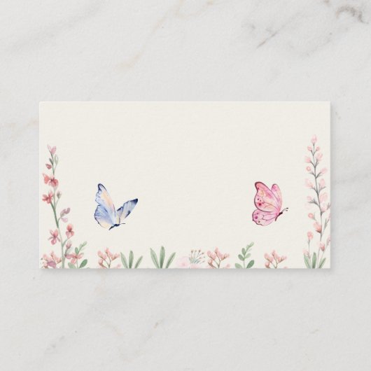 Waterverf Vlinders Baby shower Display Douche Informatiekaartje (Achterkant)