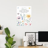 Waterverf Vlinders Baby shower Welkomstbord Poster (Thuiskantoor)
