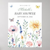 Waterverf Vlinders Baby shower Welkomstbord Poster (Voorkant)