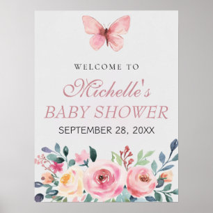 Waterverf Vlinders Baby shower Welkomstbord Poster