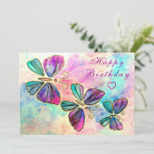 Waterverf Vlinders blij Verjaardag Kaart (Staand voorkant)