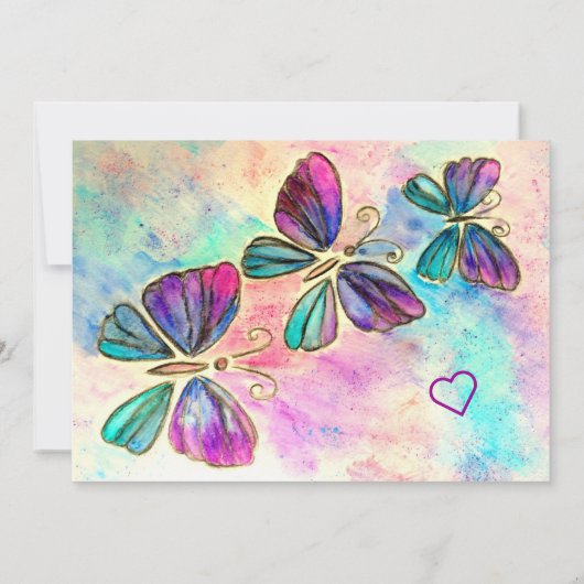 Waterverf Vlinders blij Verjaardag Kaart (Achterkant)