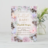 Waterverf Vlinders Bloemen Stippen Baby shower Kaart (Staand voorkant)