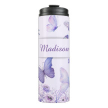 Waterverf Vlinders Bloemen Tuin Lilac