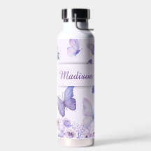 Waterverf Vlinders Bloemen Tuin Lilac