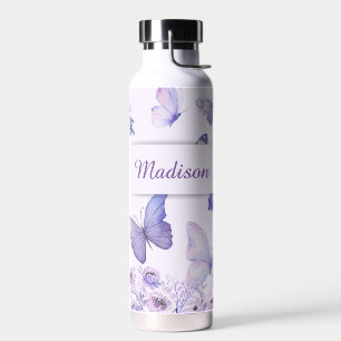 Waterverf Vlinders Bloemen Tuin Lilac Waterfles