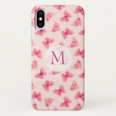 Waterverf Vlinders Blush Monogram Case-Mate iPhone Case (Achterkant)