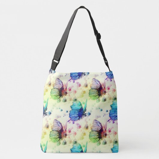 Waterverf vlinders crossbody tas (Achterkant)