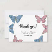Waterverf vlinders - dank u gender reveal bedankkaart (Voorkant)