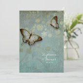 Waterverf vlinders een moderne bloemenbruiloft kaart (Staand voorkant)
