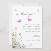 Waterverf Vlinders Elegant Bloemen Baby shower Bedankkaart (Voorkant)