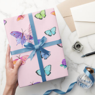 Waterverf Vlinders En Hortensia's Cadeaupapier
