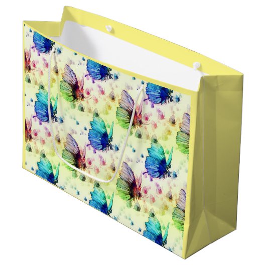 Waterverf vlinders geschenkzak groot cadeauzakje (Voorkant Gekanteld)