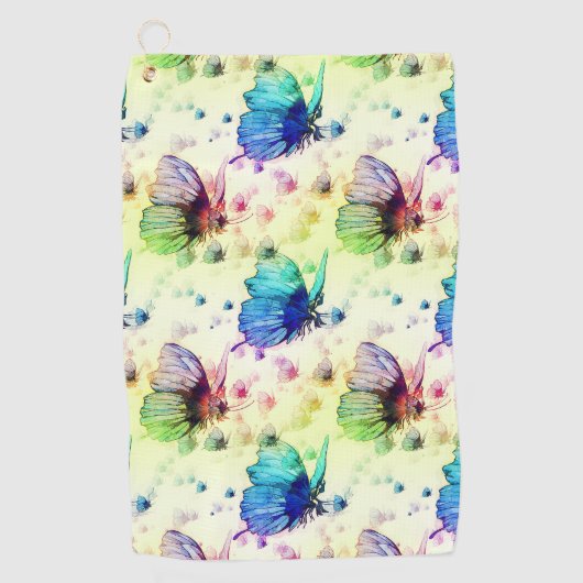 Waterverf Vlinders Golfhanddoek (Voorkant)