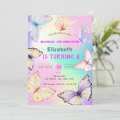 Waterverf Vlinders Holografische Verjaardag Kaart (Staand voorkant)
