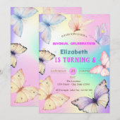 Waterverf Vlinders Holografische Verjaardag Kaart (Voorkant / Achterkant)