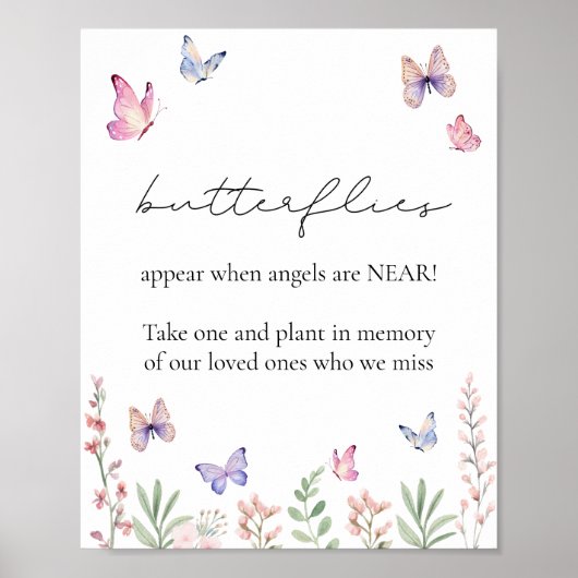 Waterverf vlinders in liefdevolle herinnering poster (Voorkant)