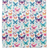 Waterverf Vlinders in regenboogkleuren Douchegordijn (Voorkant)