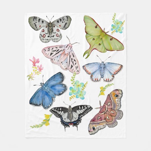 Waterverf Vlinders in Vlucht Fleece Deken (Voorkant)