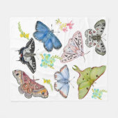 Waterverf Vlinders in Vlucht Fleece Deken (Voorkant (Horizontaal))