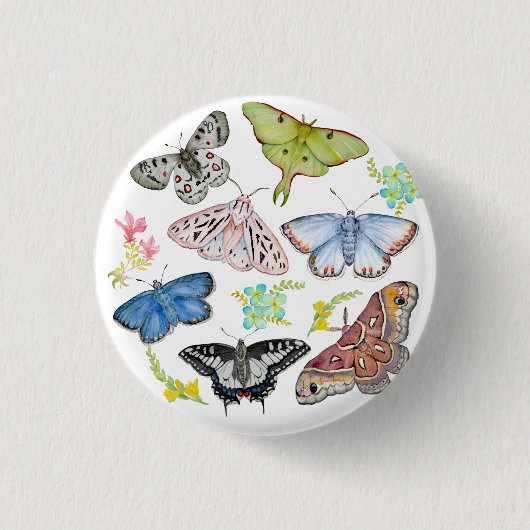 Waterverf Vlinders in Vlucht Ronde Button 3,2 Cm (Voorkant)