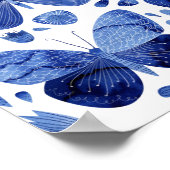 Waterverf Vlinders Indigo Blauw Poster (Hoek)