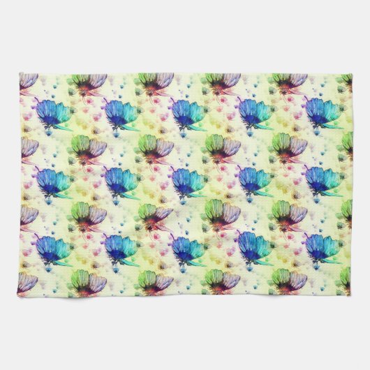 Waterverf Vlinders Keukenhanddoek (Horizontaal)