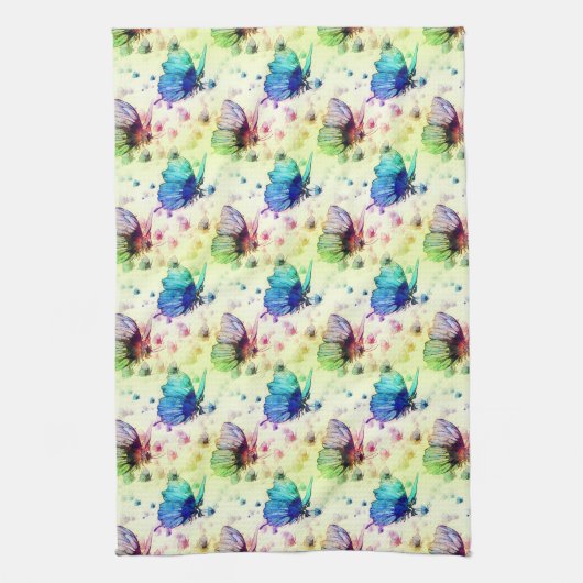 Waterverf Vlinders Keukenhanddoek (Verticaal)