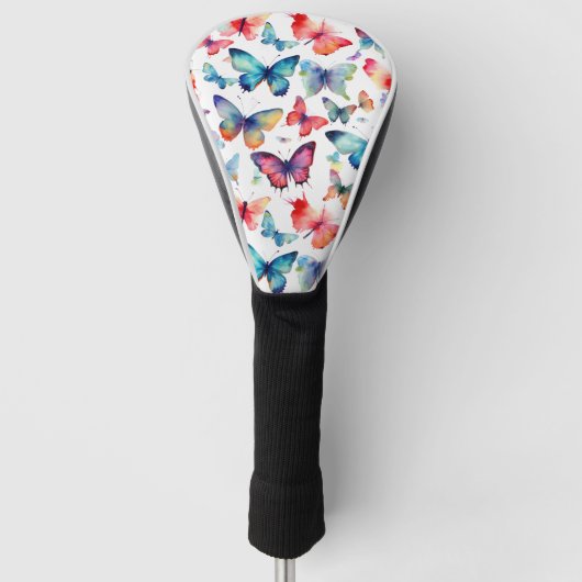 Waterverf Vlinders Kleurig Patroon Golfheadcover (Voorkant)