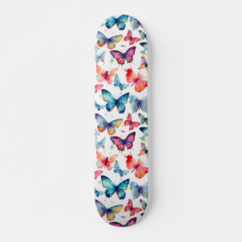 Waterverf Vlinders Kleurrijk Natuur Patroon Persoonlijk Skateboard