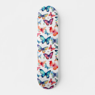 Waterverf Vlinders Kleurrijk Natuur Patroon Persoonlijk Skateboard